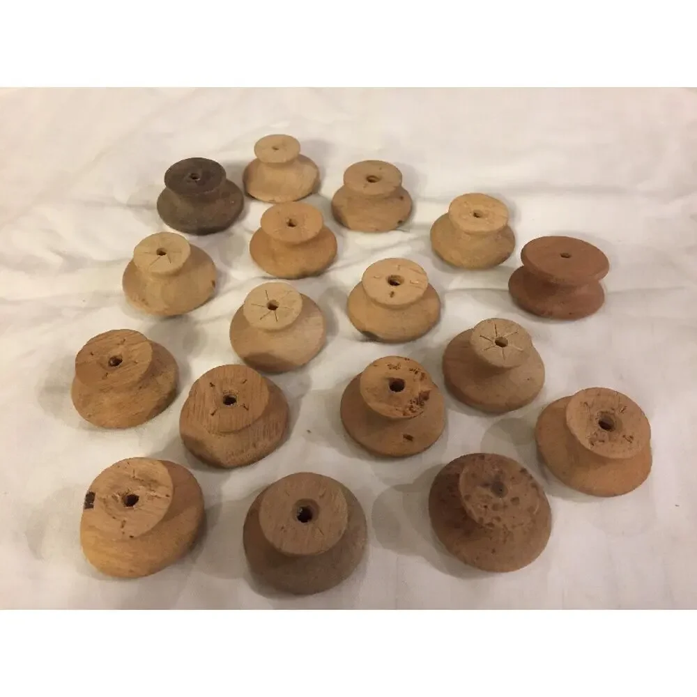 Mixed Lot 17 Unfinished Maple Wood Round Knobs Cabinet Drawer Pulls 3.75-4cm